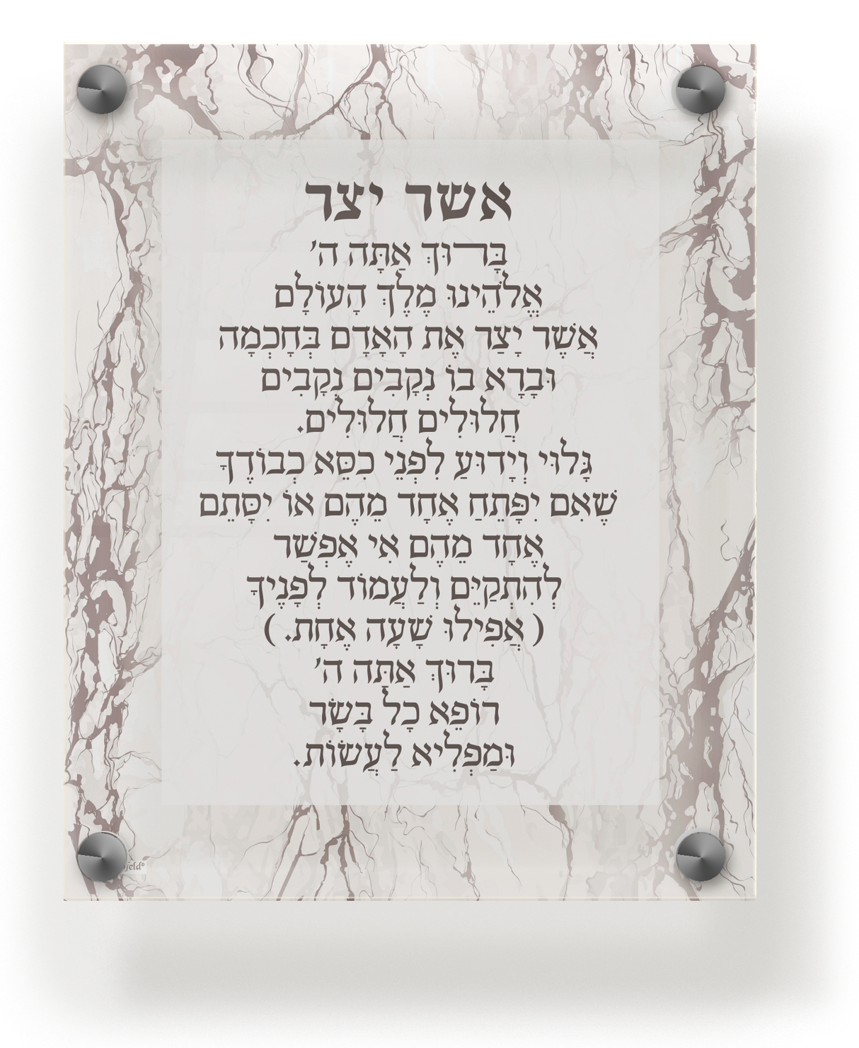 Acrylic Asher Yatzar Wall Frame Ashkenaz 9.5x11.5" - LEHADAR