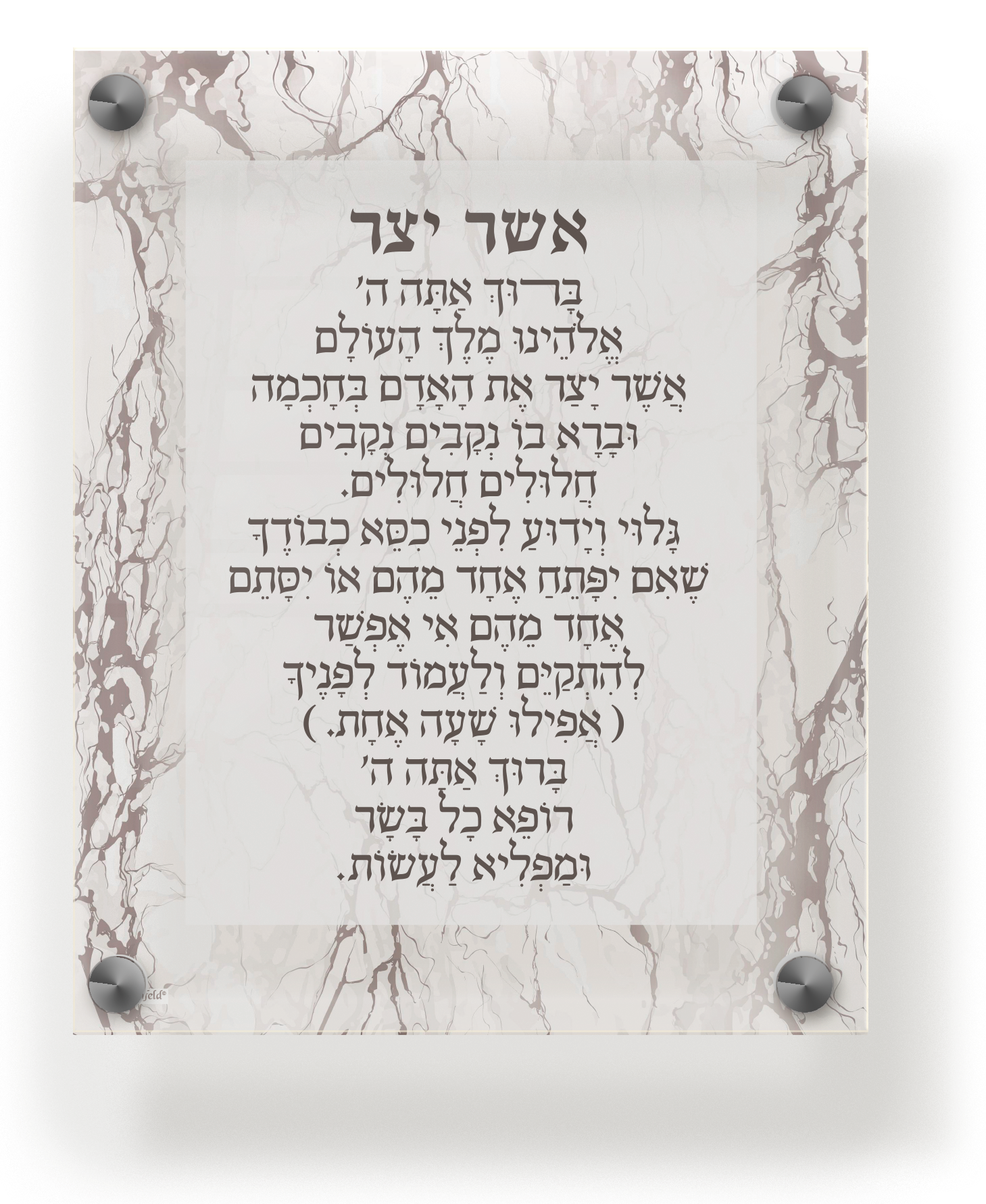 Acrylic Asher Yatzar Wall Frame Ashkenaz 9.5x11.5" - LEHADAR