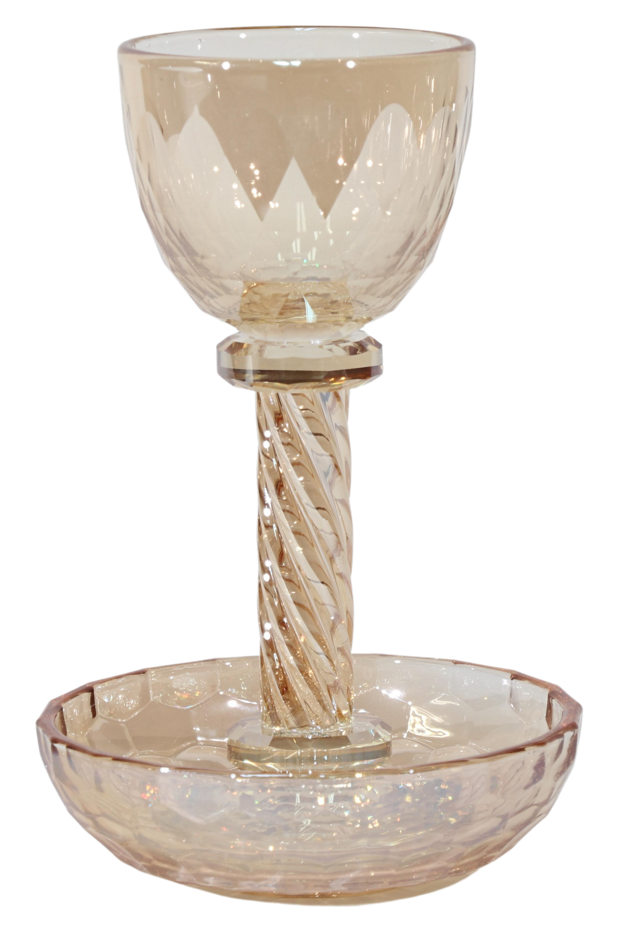 Crystal Kiddush Cup with Tray 6" - LEHADAR