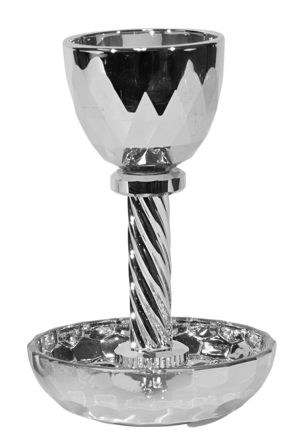 Crystal Kiddush Cup with Tray 6" - LEHADAR