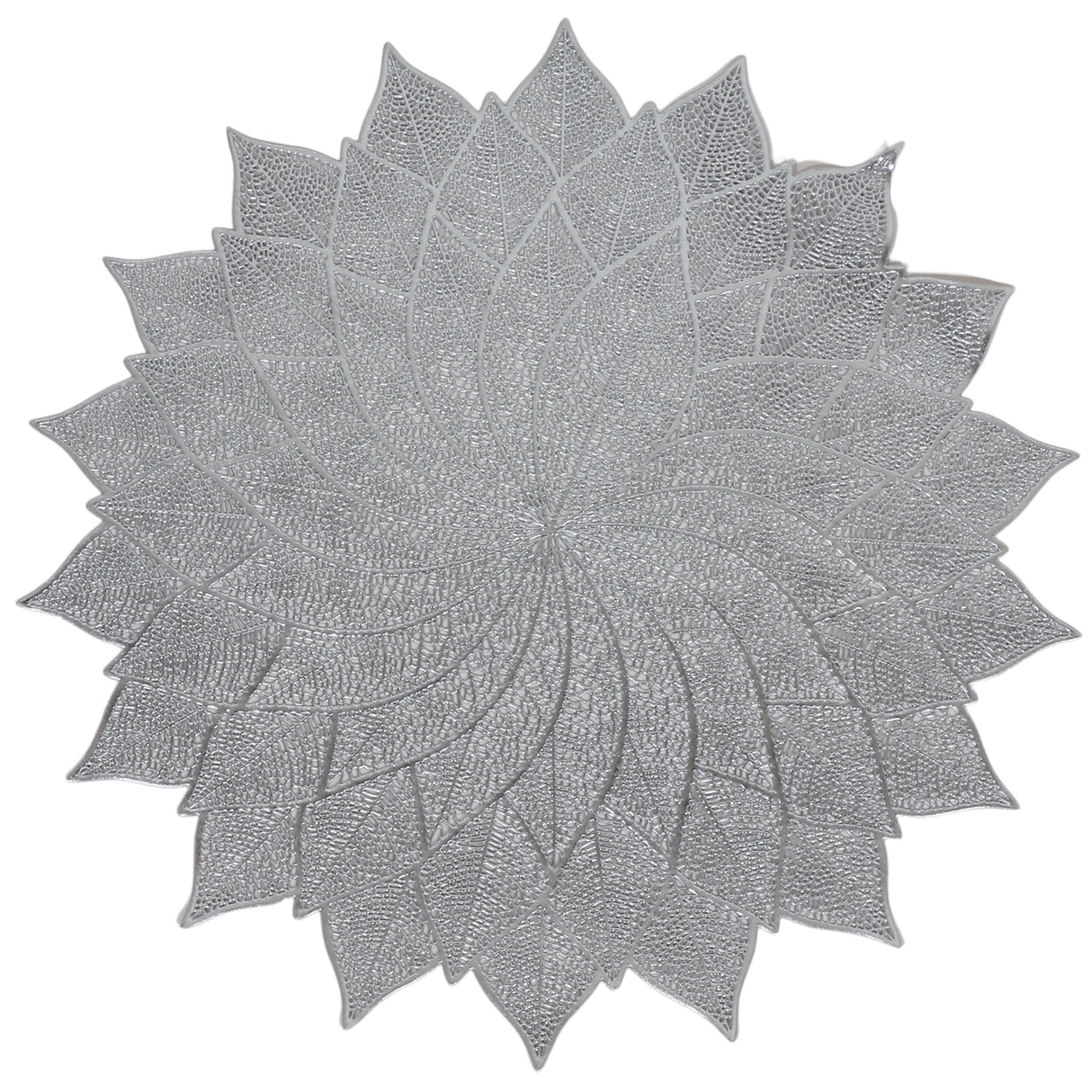 Silver Blooming Leather Look Laser cut Placemats 15" (12pcs) - LEHADAR