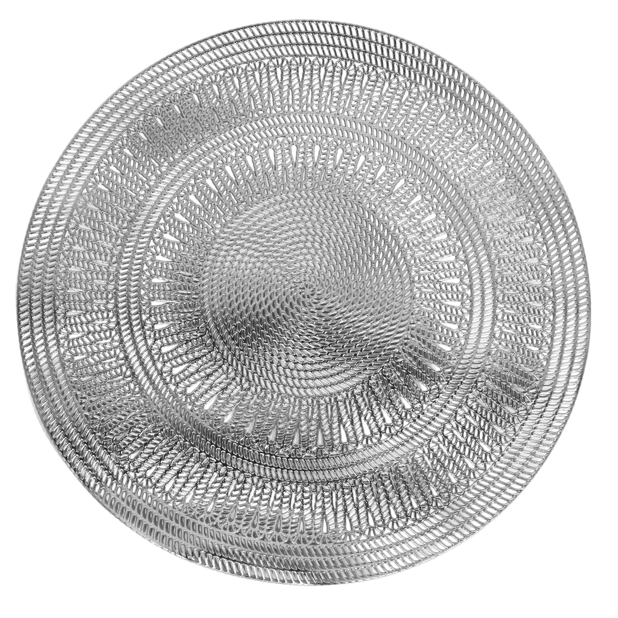 Silver Traditional Leather Look Laser cut Placemats 15" (12pcs) - LEHADAR