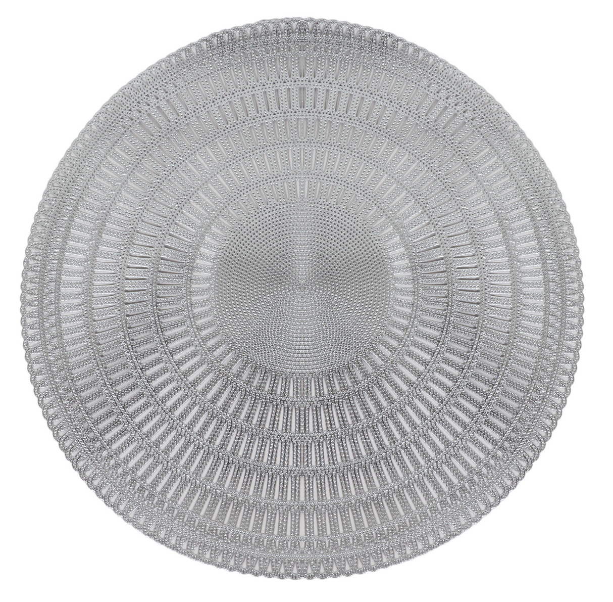 Silver Classic Leather Look Laser Cut Placemat 15" (12 pcs) - LEHADAR