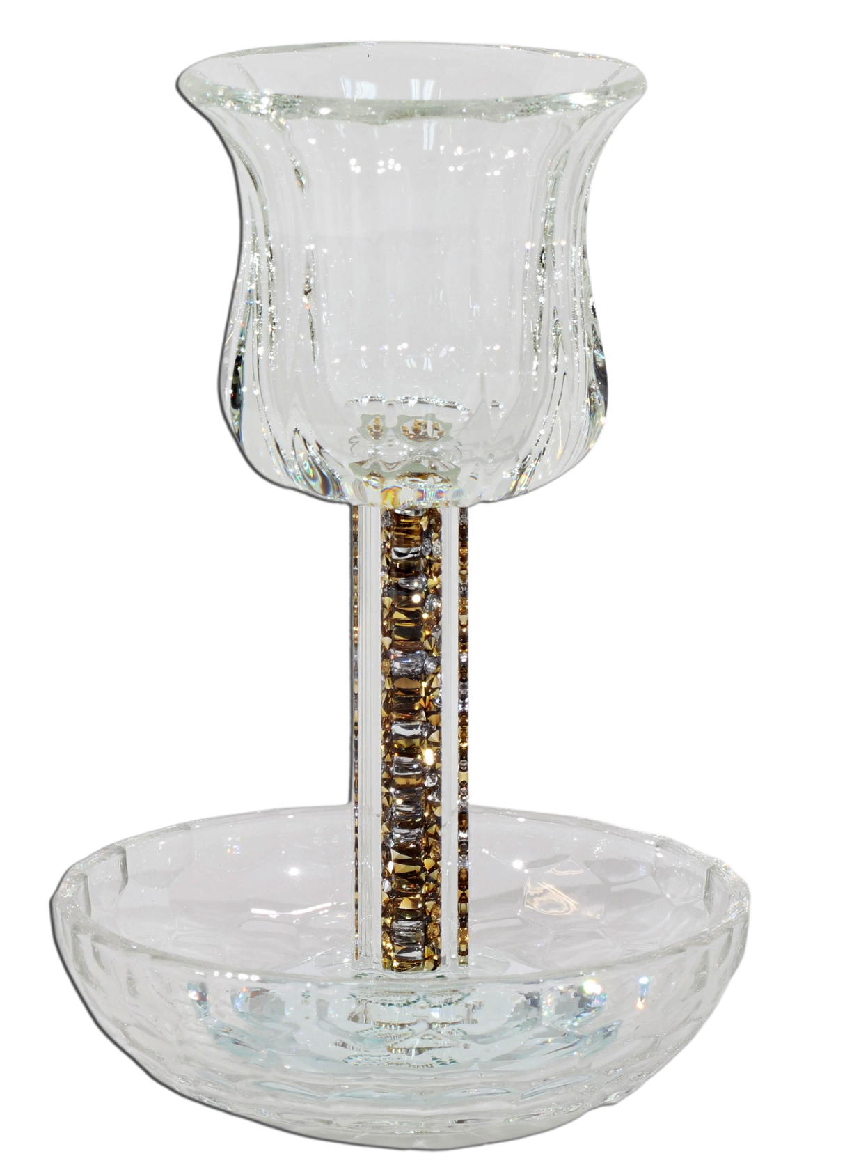 Crystal Kiddush Cup - Filling with Square Leg - 6" Cup 4.5" Tray - LEHADAR