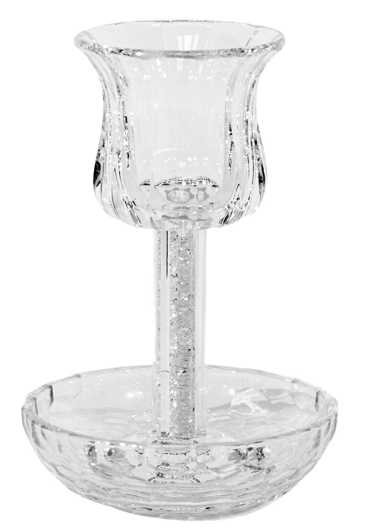 Crystal Kiddush Cup - Filling with Square Leg - 6" Cup 4.5" Tray - LEHADAR