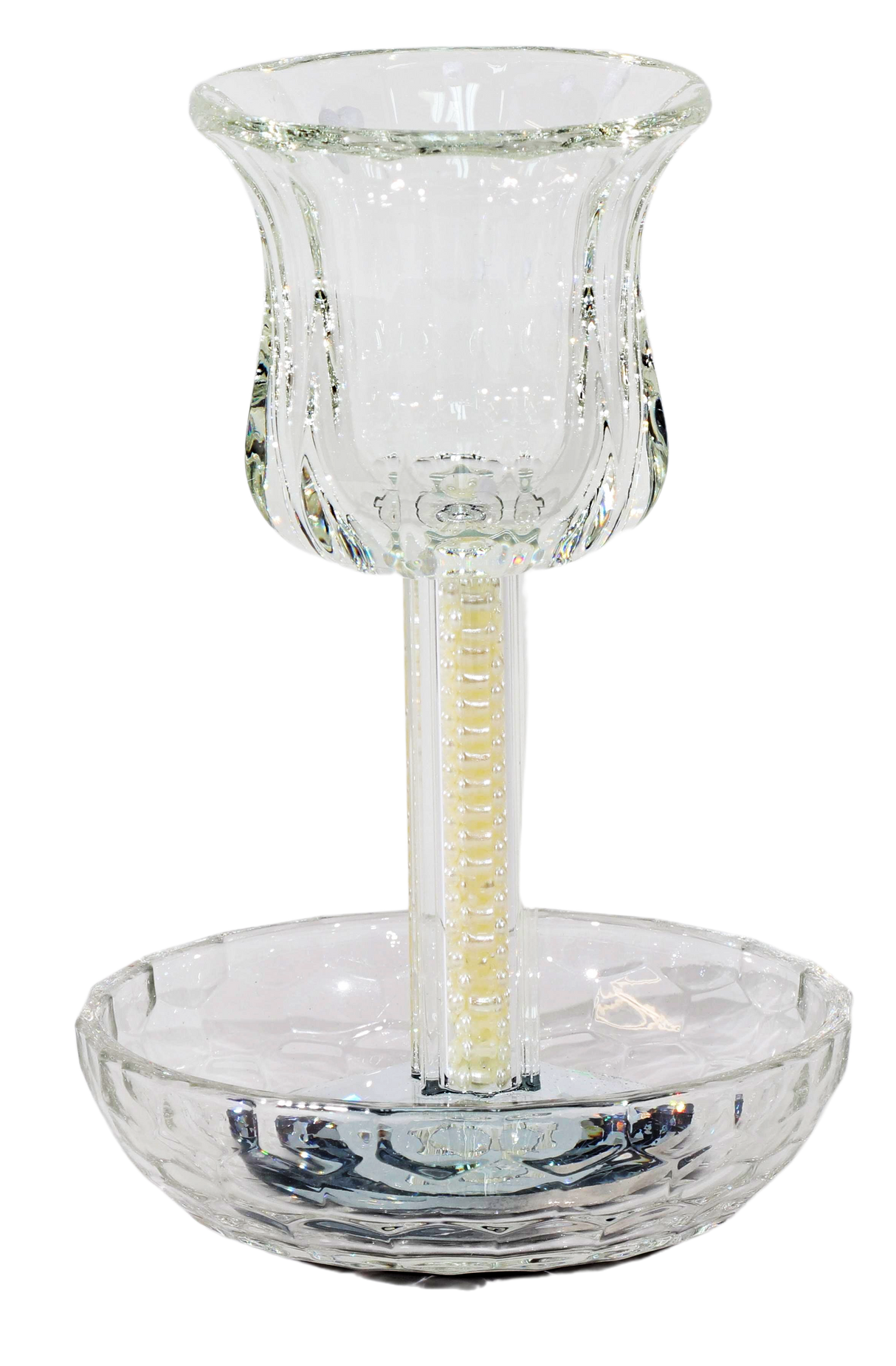 Crystal Kiddush Cup - Filling with Square Leg - 6" Cup 4.5" Tray - LEHADAR
