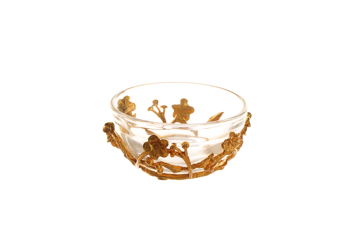 Single Salt Dish With Gold Leaf Brass - LEHADAR
