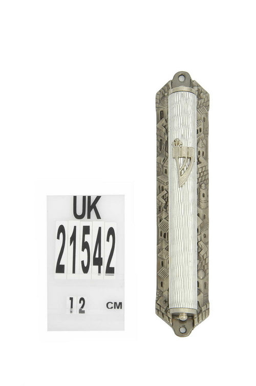 Bs Mezuzah 12Cm Jer. Back Silver - LEHADAR