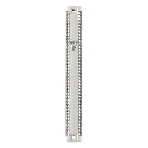 White Plastic Mezuzah 12 Cm - Rubber Plug - LEHADAR