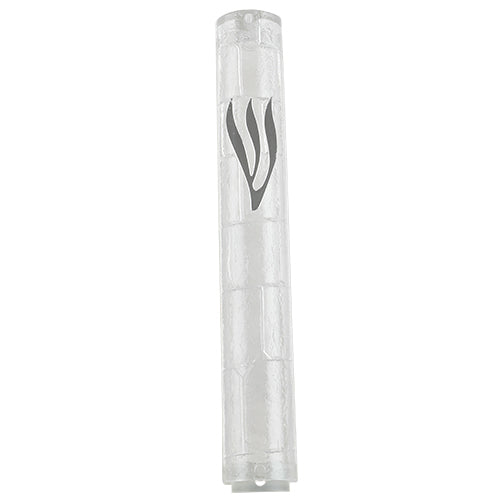Plastic Transparent Mezuzah With Rubber Cork 15 Cm- "The Kotel" With The Letter Shin - LEHADAR