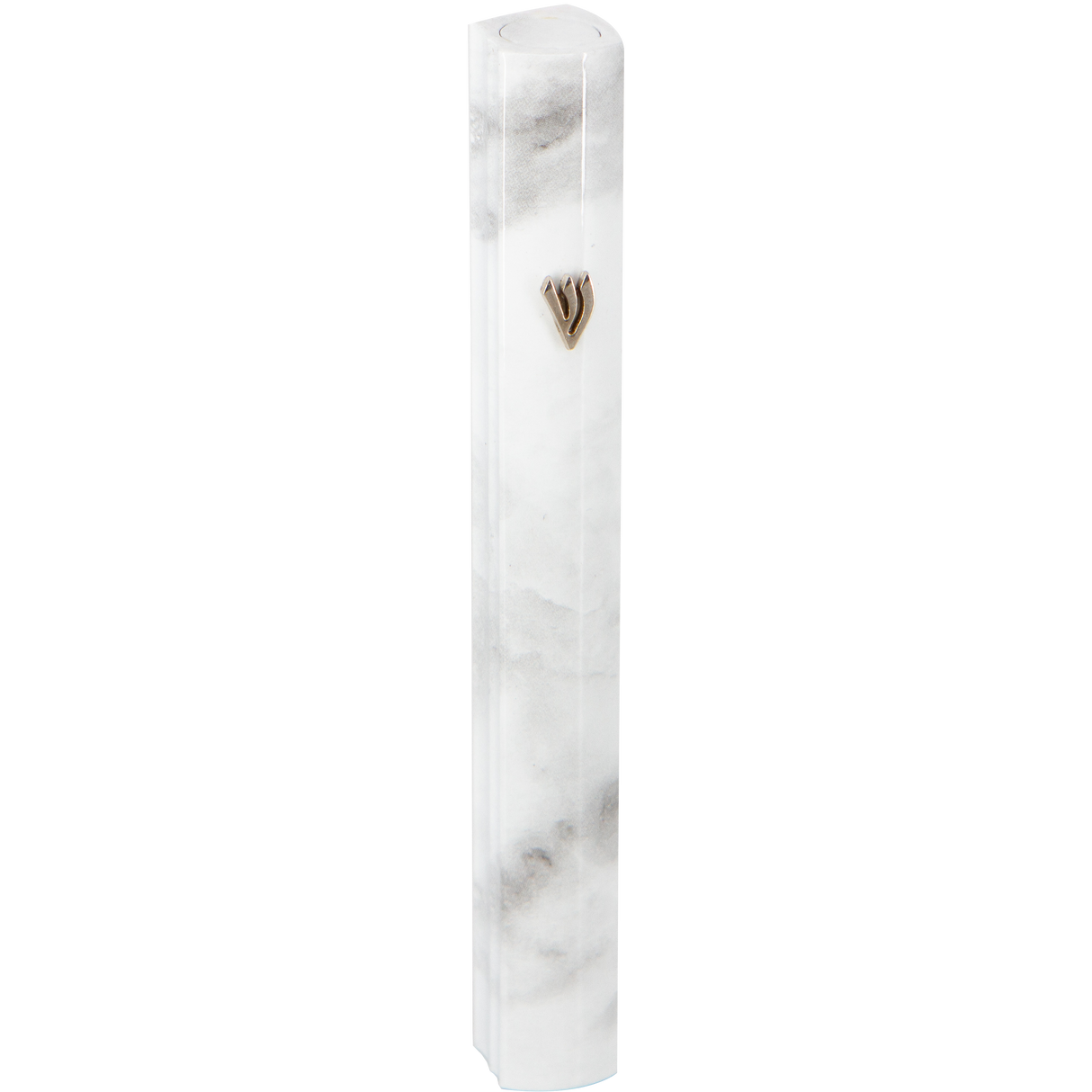 Aluminum Mezuzah 3D Painted -White Marvel - LEHADAR