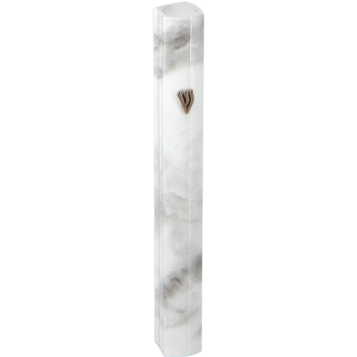Aluminum Mezuzah 3D Painted -White Marvel - LEHADAR