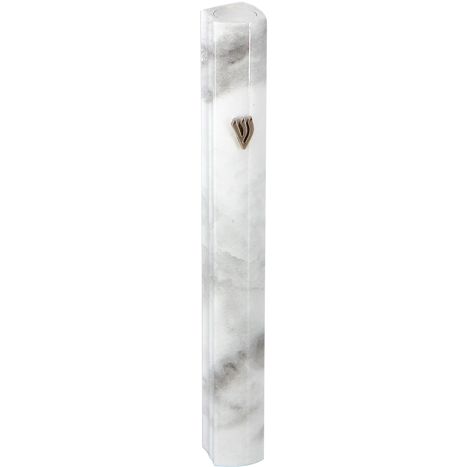 Aluminum Mezuzah 3D Painted -White Marvel - LEHADAR