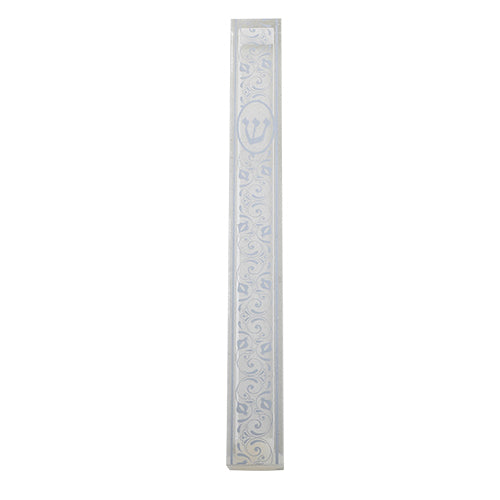 Clear Mezuzah 12 Cm Clear With Flower Design - LEHADAR