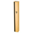 Aluminum Mezuzah 15 cm- Gold with Metal SHIN & Black Stripe - LEHADAR