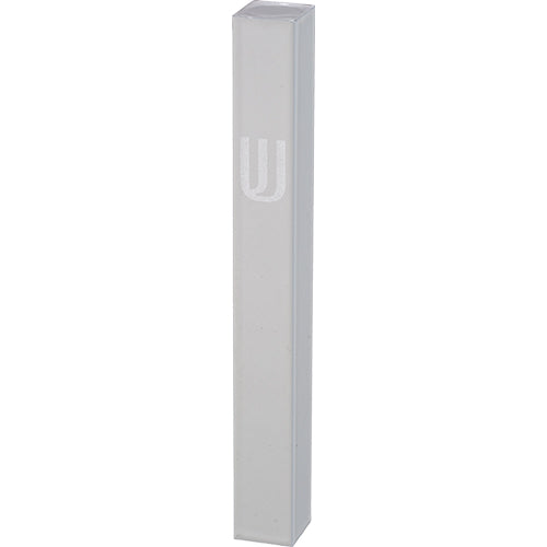 Aluminum Mezuzah - White, Printed "SHIN" - LEHADAR