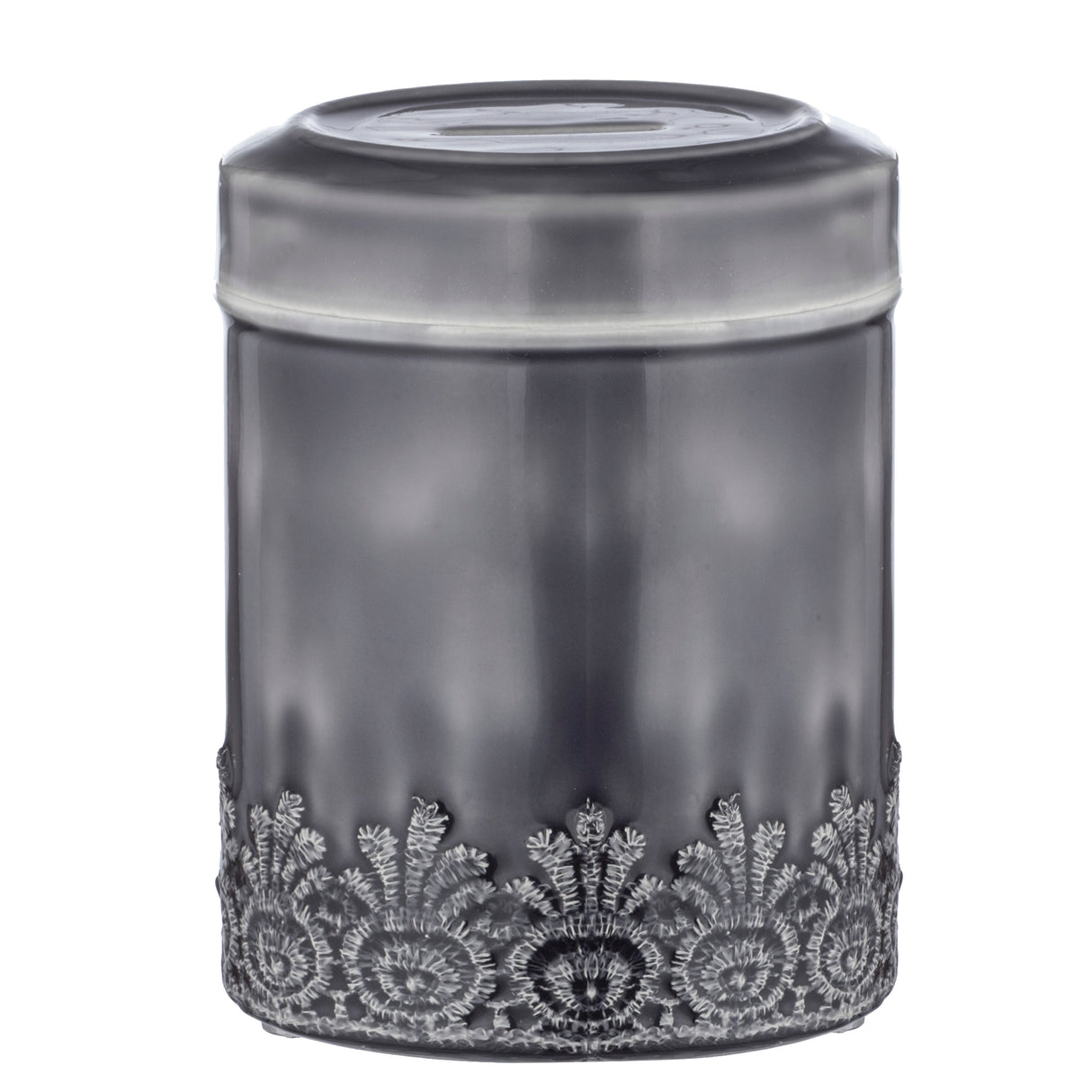 Tzedakah Box Metal Round Silver Flower Design 5.5" - LEHADAR