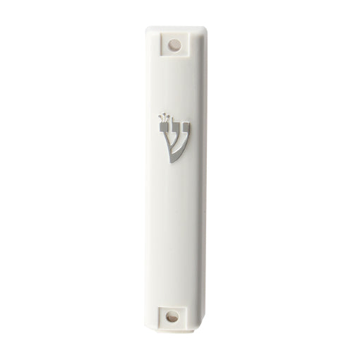 Plastic Mezuzah - Rubber Plug Silver Shin 7 Cm - LEHADAR