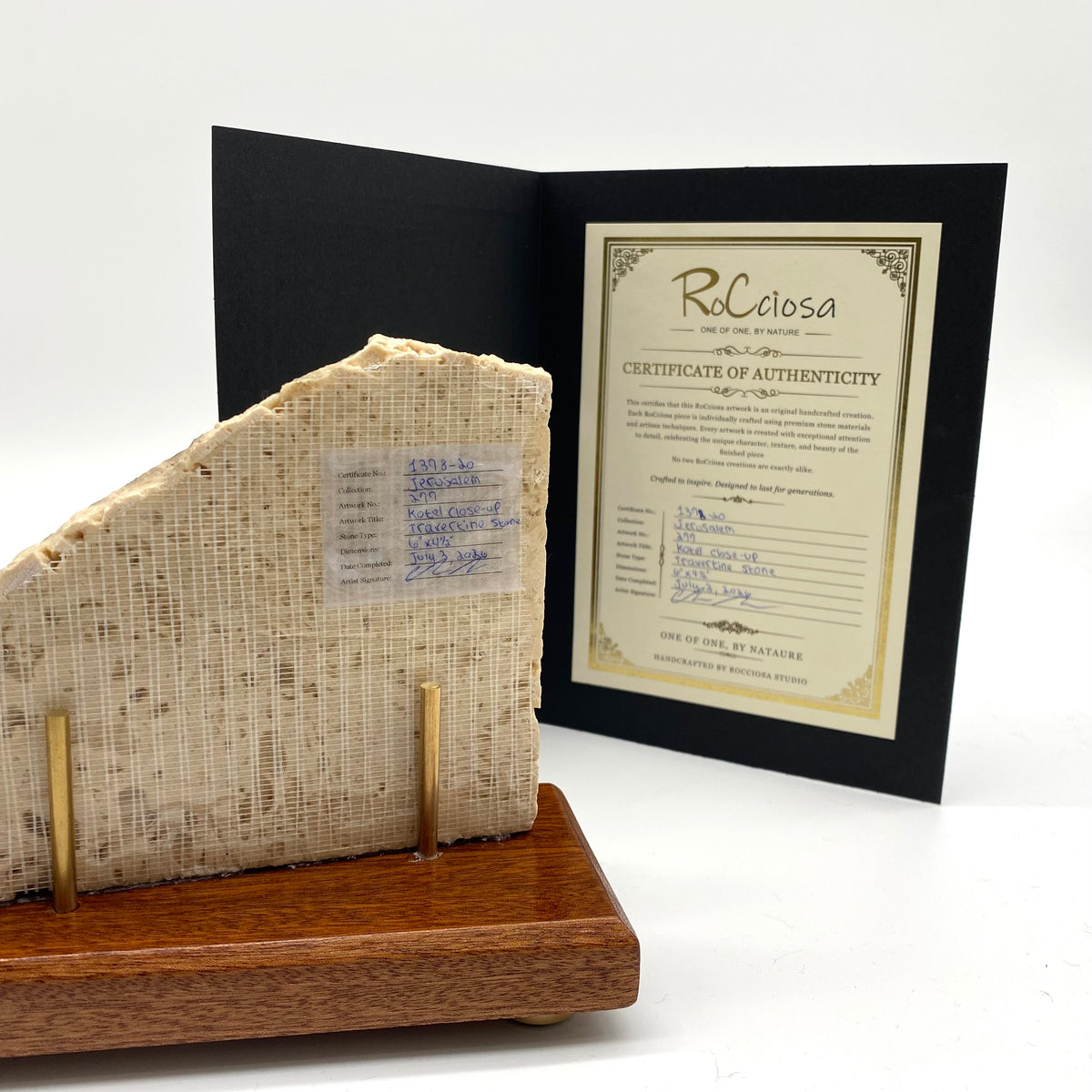 Kotel Close-Up (הכותל המערבי) – One-of-One Handcrafted Travertine Stone Tabletop Artwork