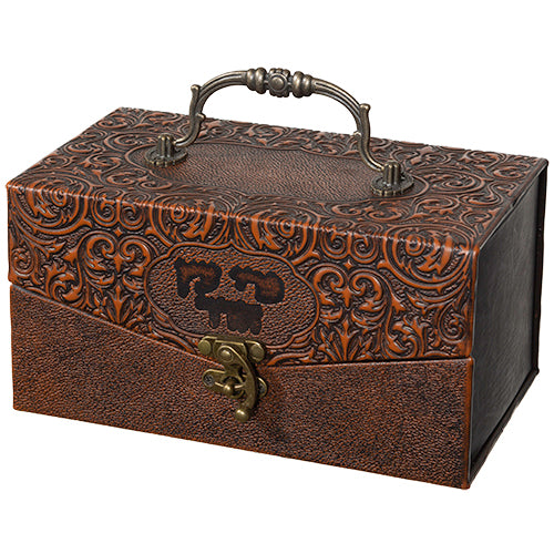 Faux Leather Esrog Box Metal Handle & Lock 11X20X12 cm - "Decorations" - LEHADAR
