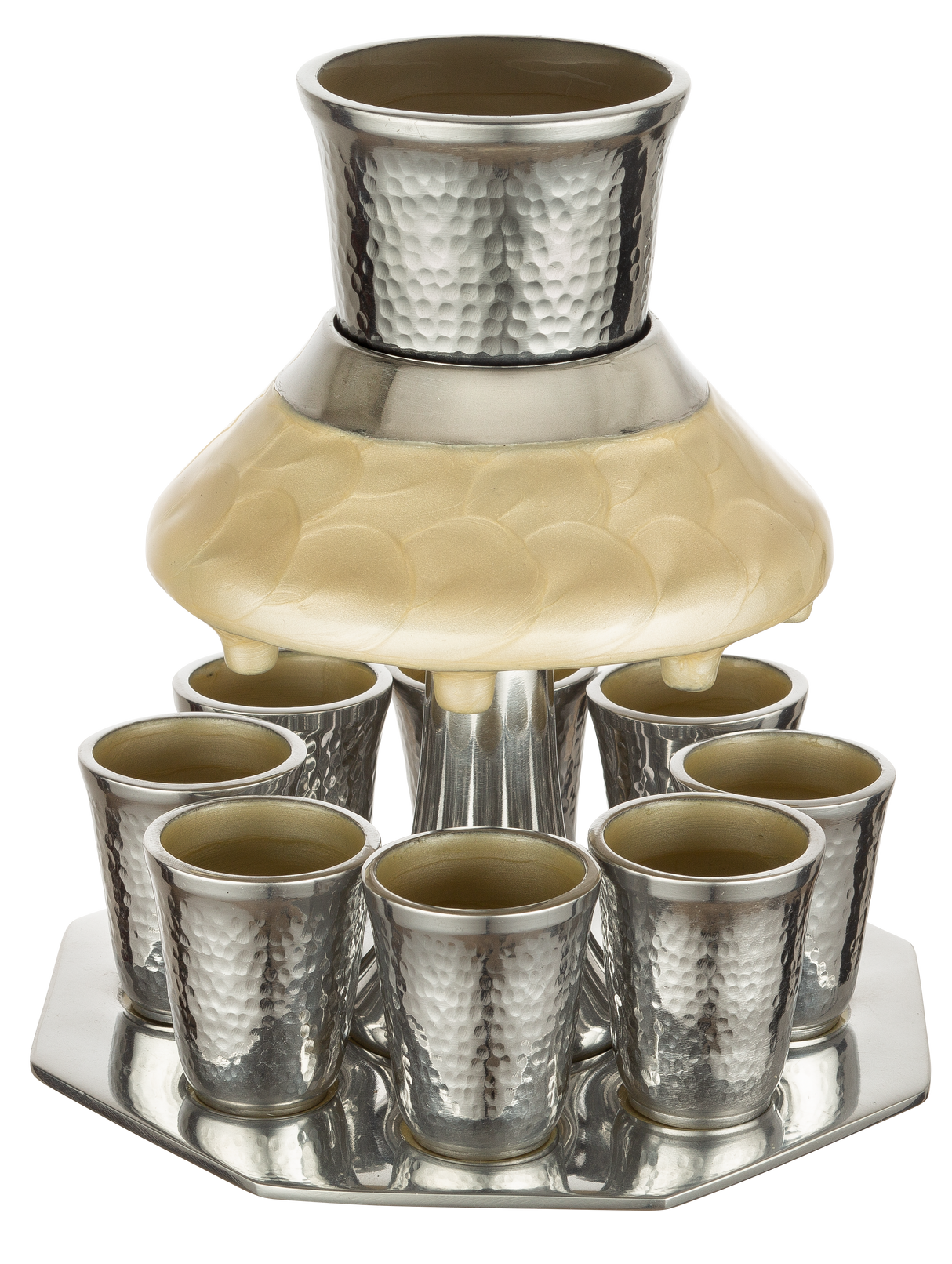 Aluminum Wine Divider With 8 Small Cups 21 Cm - Pearl - LEHADAR