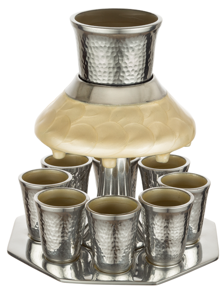 Aluminum Wine Divider With 8 Small Cups 21 Cm - Pearl - LEHADAR