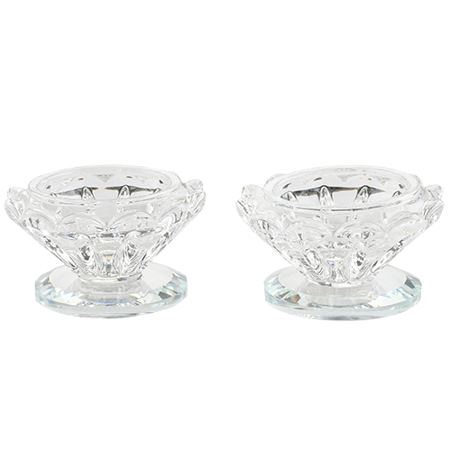 A Pair Of An Elegant Crystal Candlesticks 3 Cm - LEHADAR