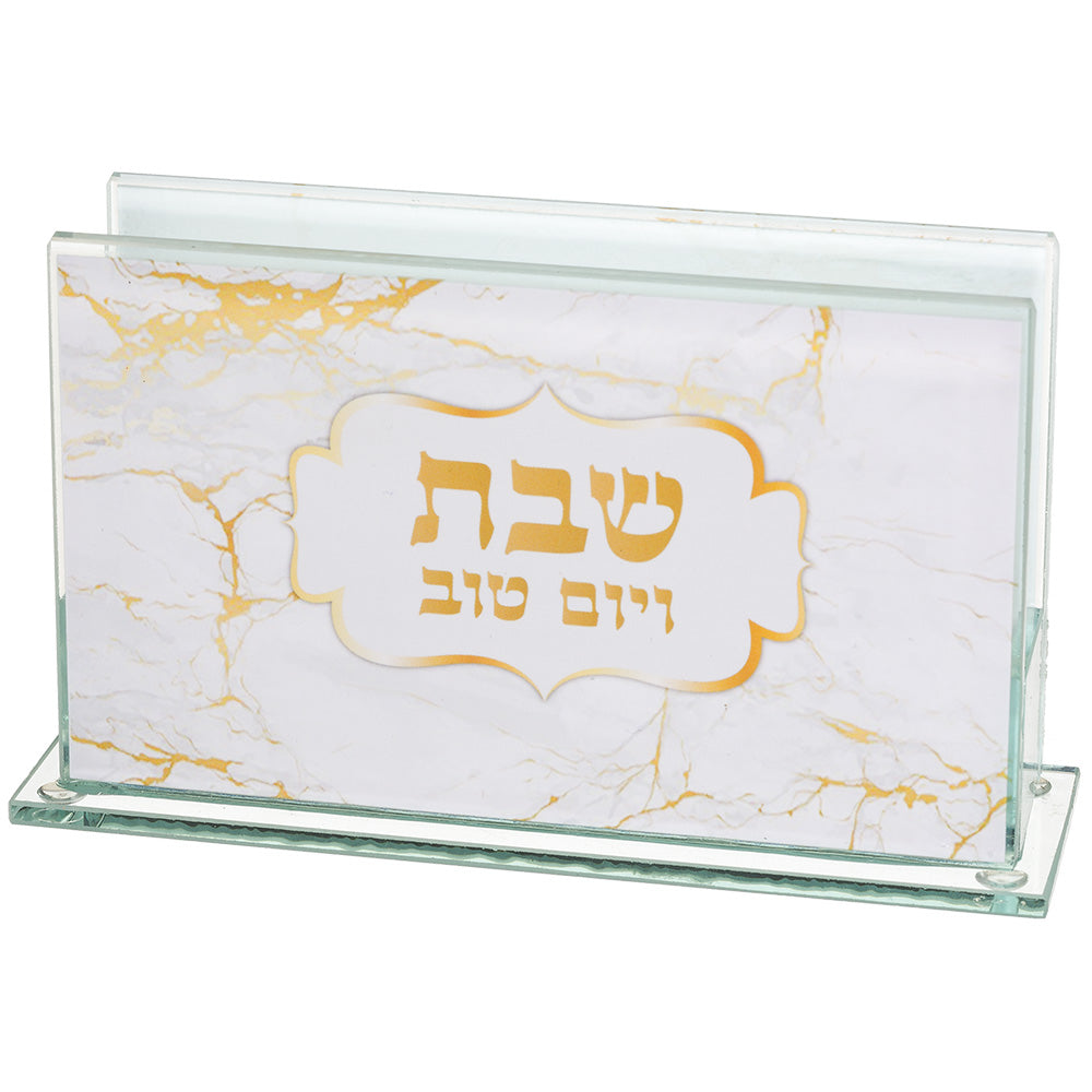 Glass Matches Holder 5x3 " with Print - Marble Design - LEHADAR