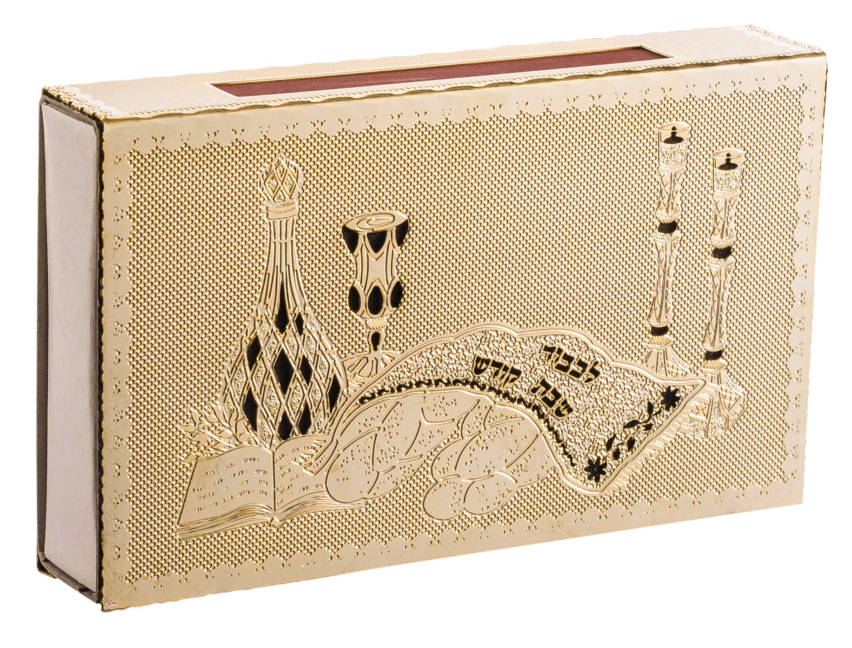 Match Box 24 k gold p Shabbat Table By Jerusalem Impressions 4 1/4 x3.5" - LEHADAR