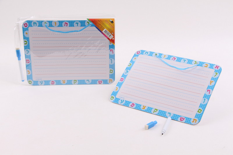 White Board with blue Aleph Beth frame Magnetic & Dry Erase Marker 11x8.25" - LEHADAR