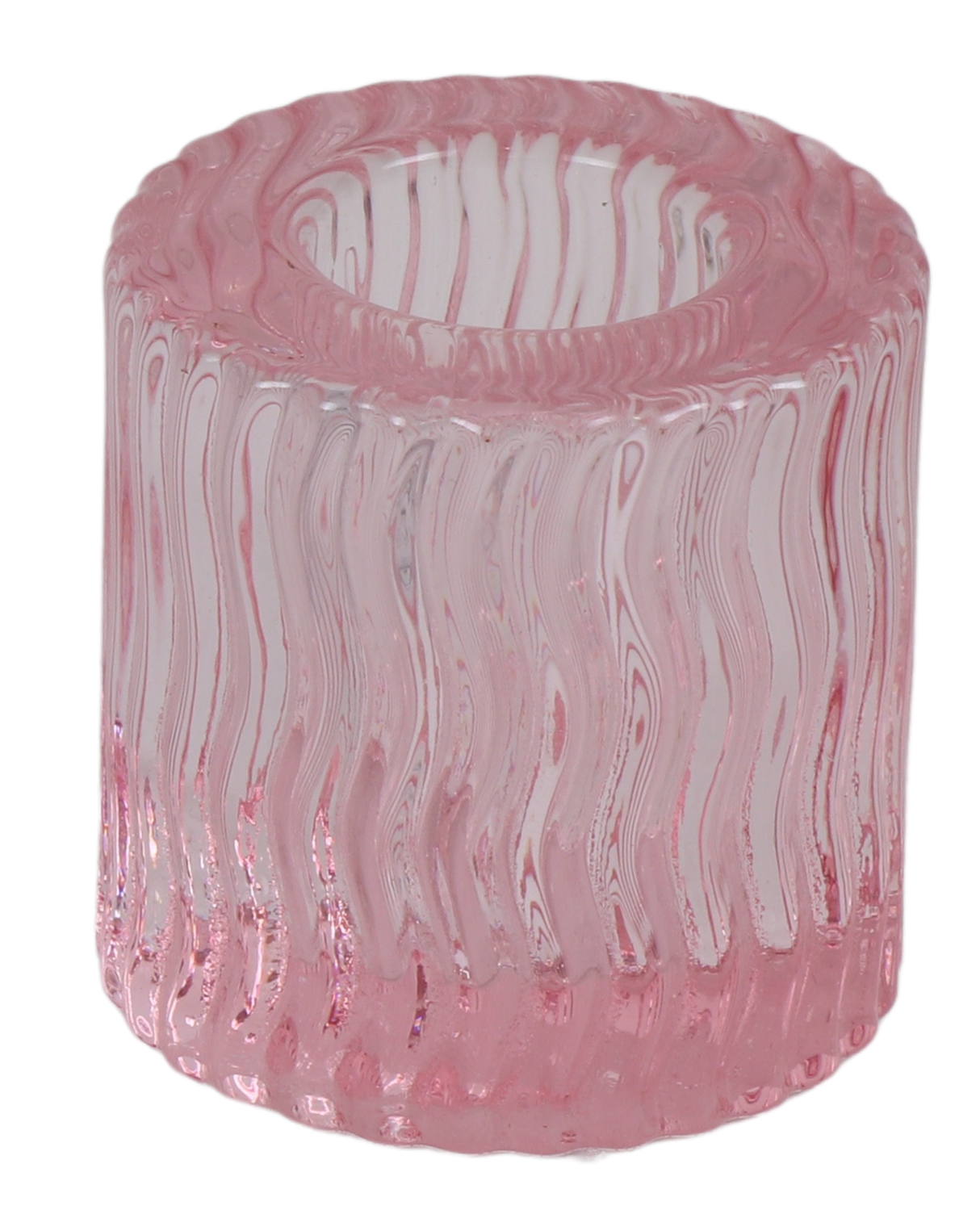 Pink Wavy Crystal Candlestick 2" - LEHADAR