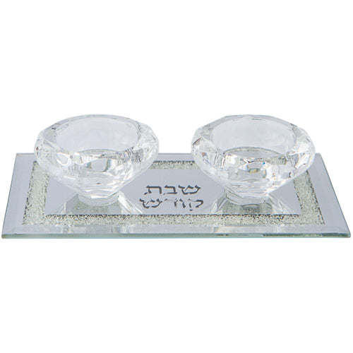 Crystal Candlesticks 5X17X9 cm- with Decorative Stones - LEHADAR