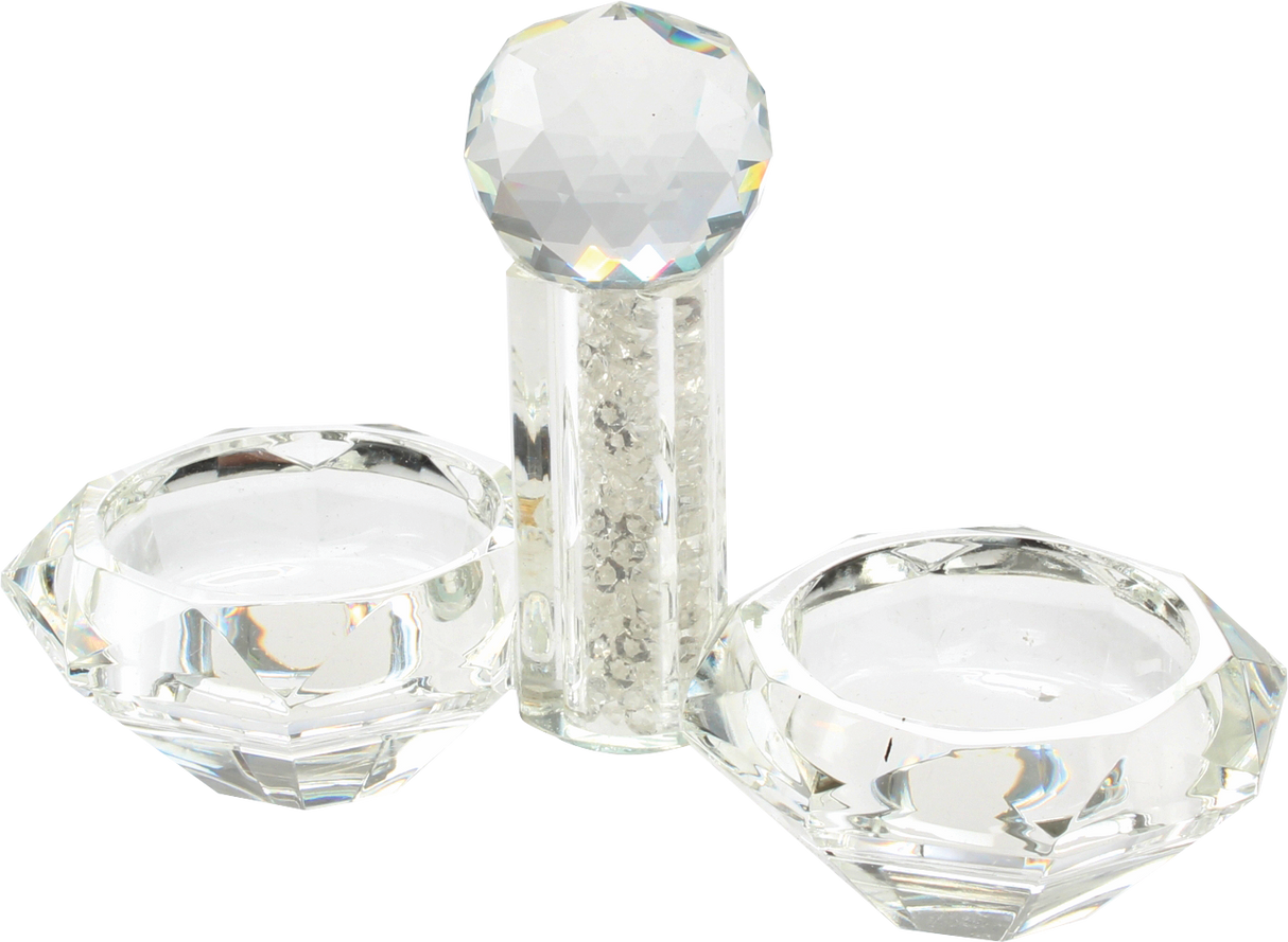 Crystal Salt Holder 4x5" With Glass Crystals - LEHADAR