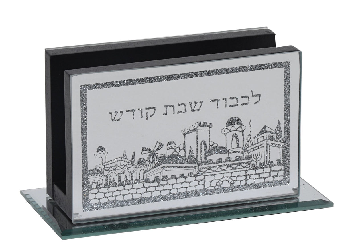 Napkin Holder / Matchbox Holder Mirror Base Jerusalem 4.5x3" - LEHADAR