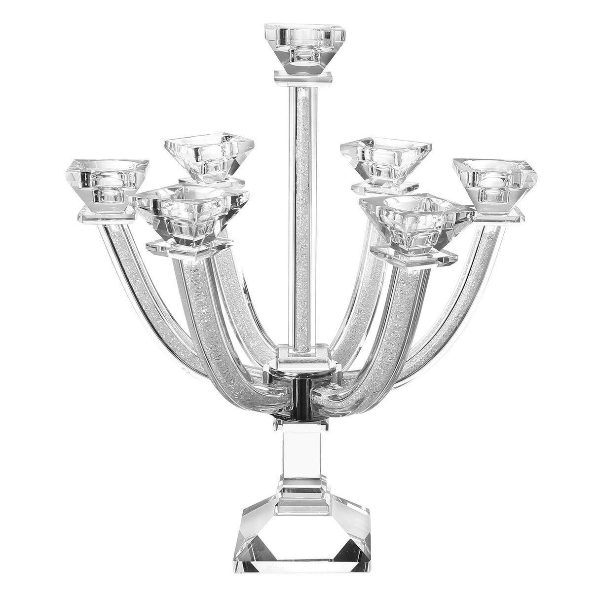 Crystal Candelabra Broken Glass 7 Branch 13.5" - LEHADAR