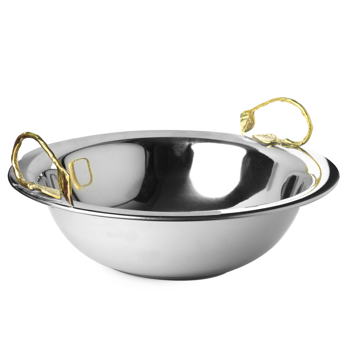 Stainless Steel Bowl With Bronze handles 14" - LEHADAR