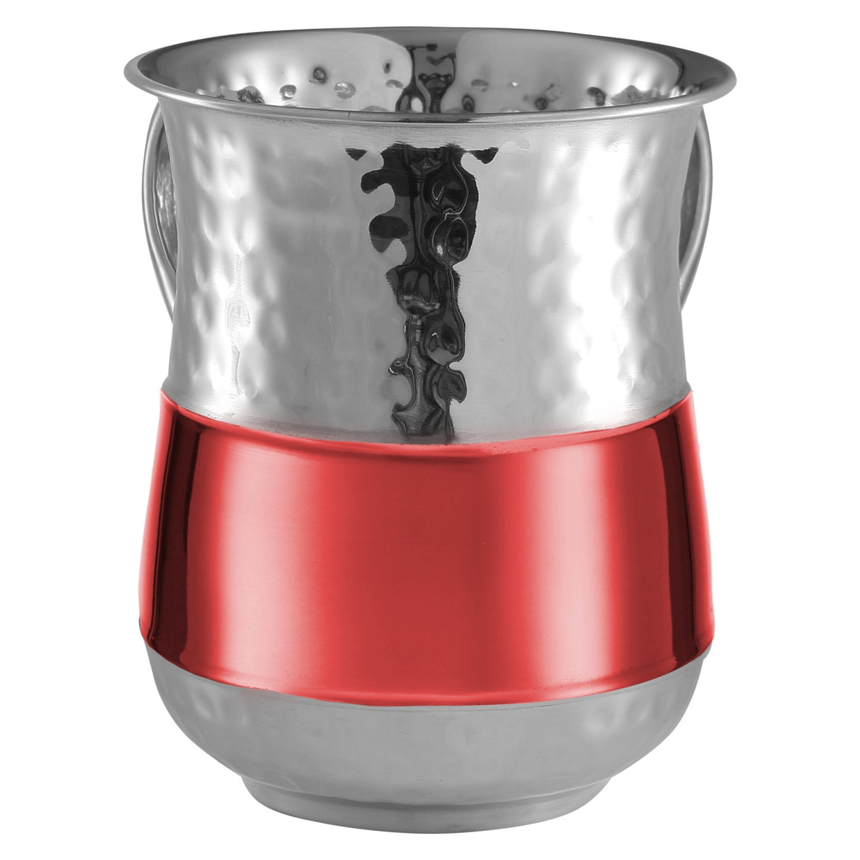 Stainless Steel Washing Cup Hammered Red Stripe` - LEHADAR