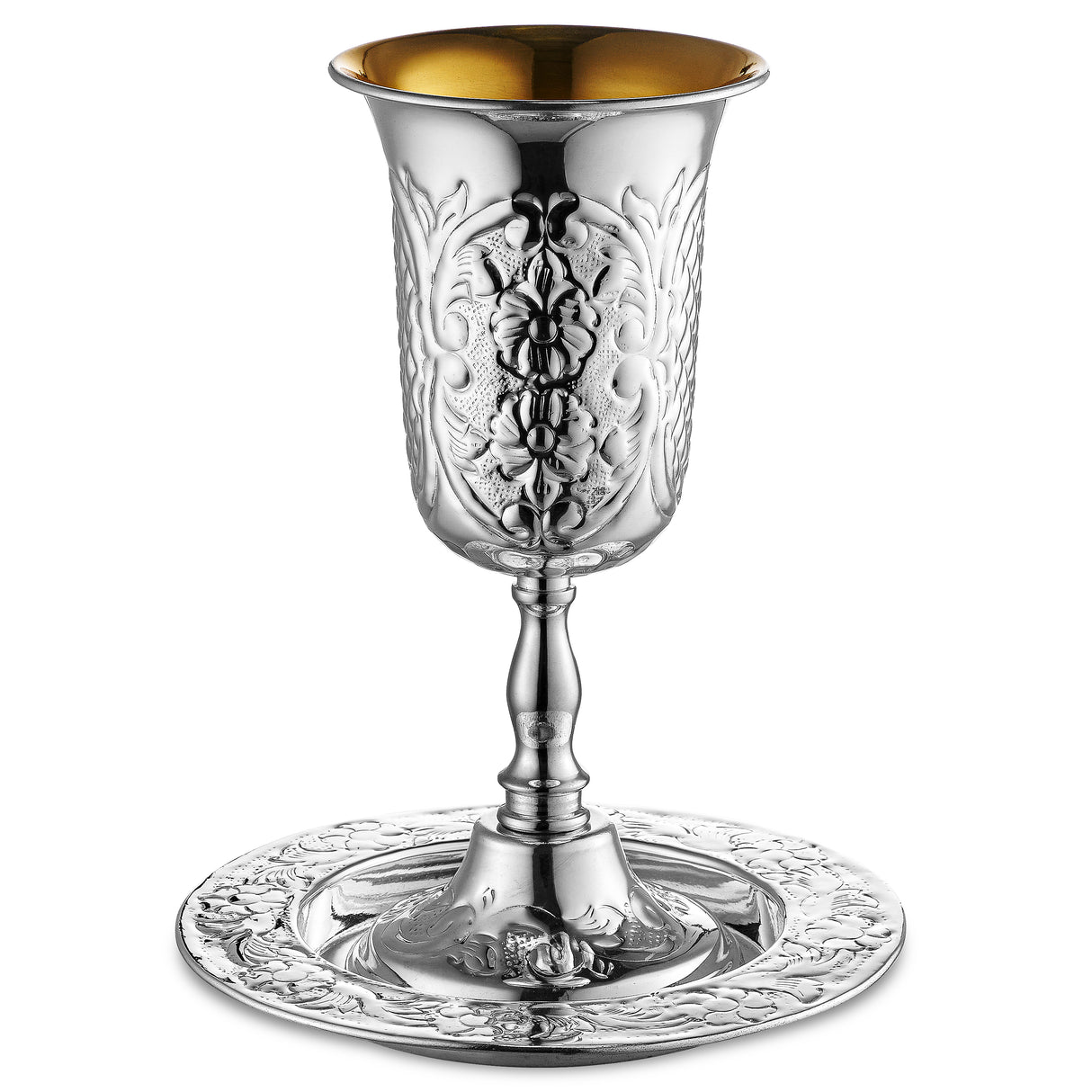 Kos Shel Eliyahu Large Flower Design 925 Sc. Cup 9" Plate 7" - LEHADAR