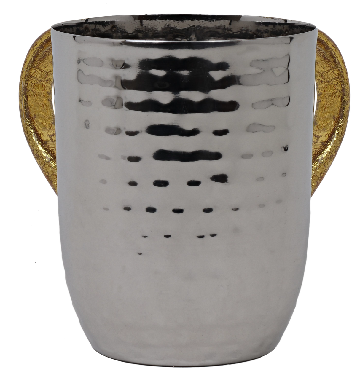Washing Cup Stainless Steel Hammered With Gold handles - LEHADAR
