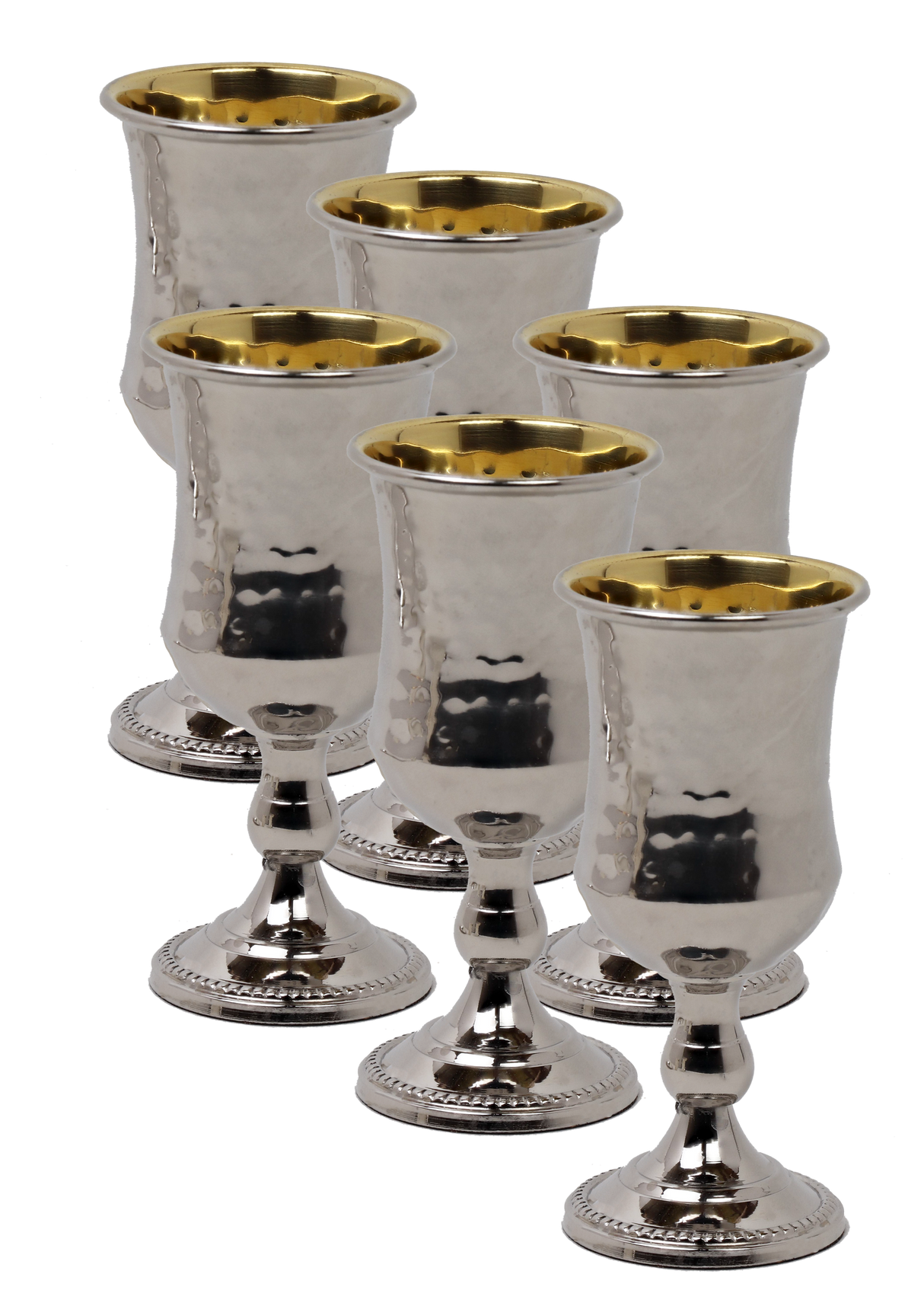 Set of 6 925 sc Silver Shot Glasses gold inside (65 ML 2.2 oz) - LEHADAR