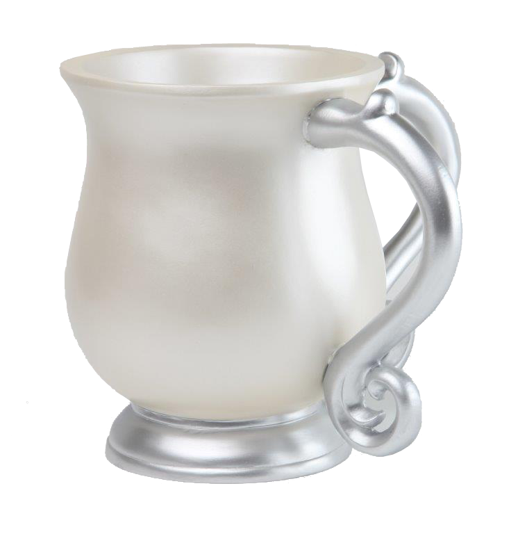 Polyresin Washing Cup White With Grey Handles - LEHADAR