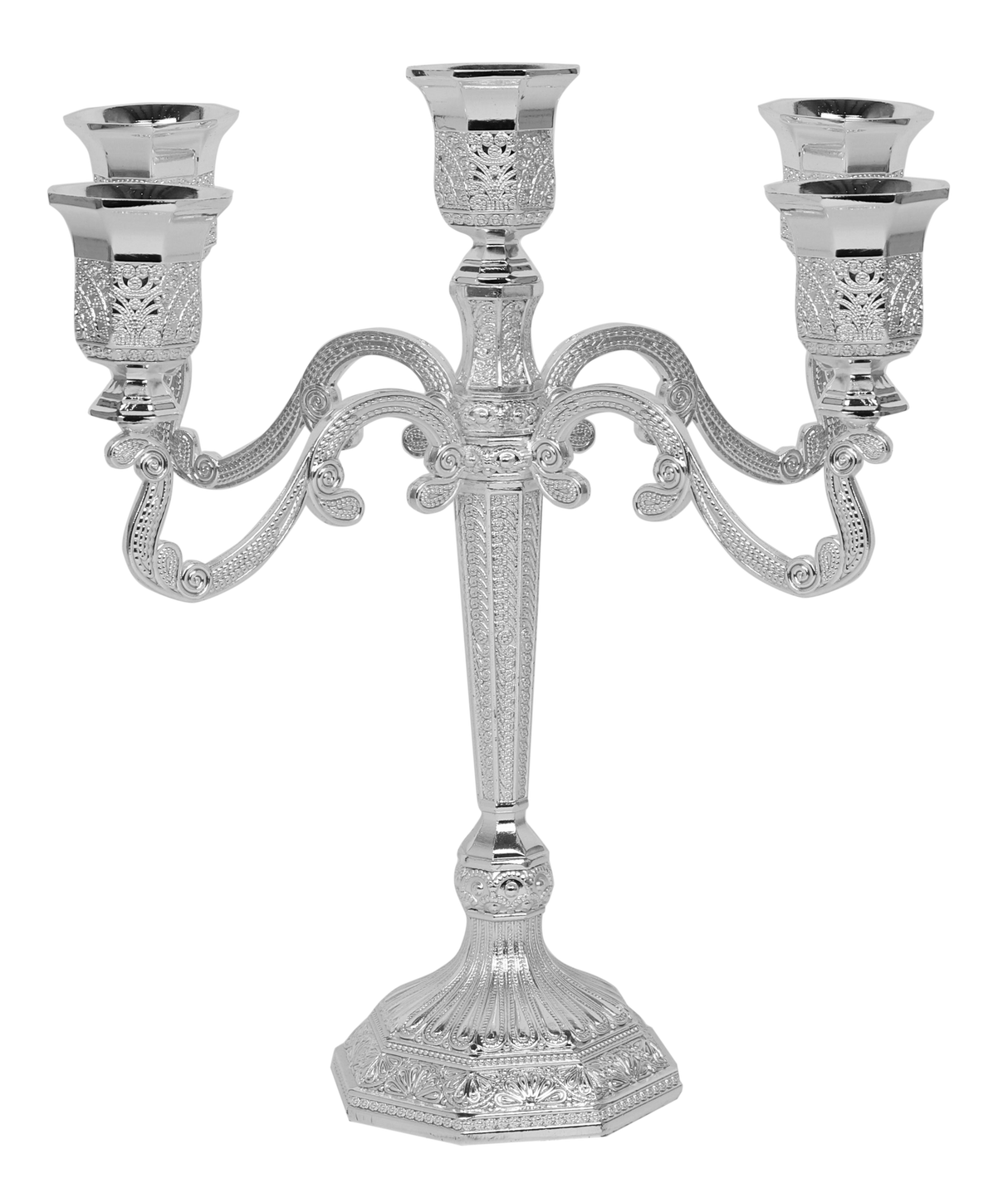 Candelabra 5 Light Silver plated Filigree 9 " - LEHADAR