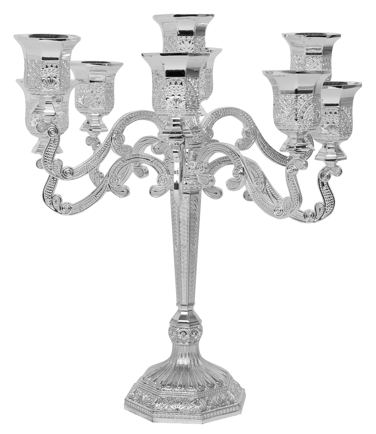 Candelabra 9 Light Silver plated Filigree 9 " - LEHADAR