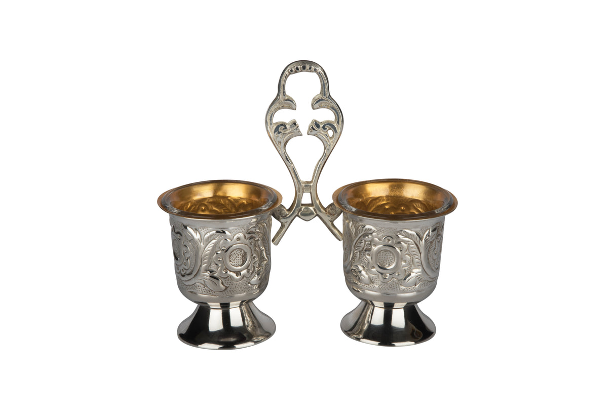 925 Silver Sc Double Salt Holder 6x6" - LEHADAR