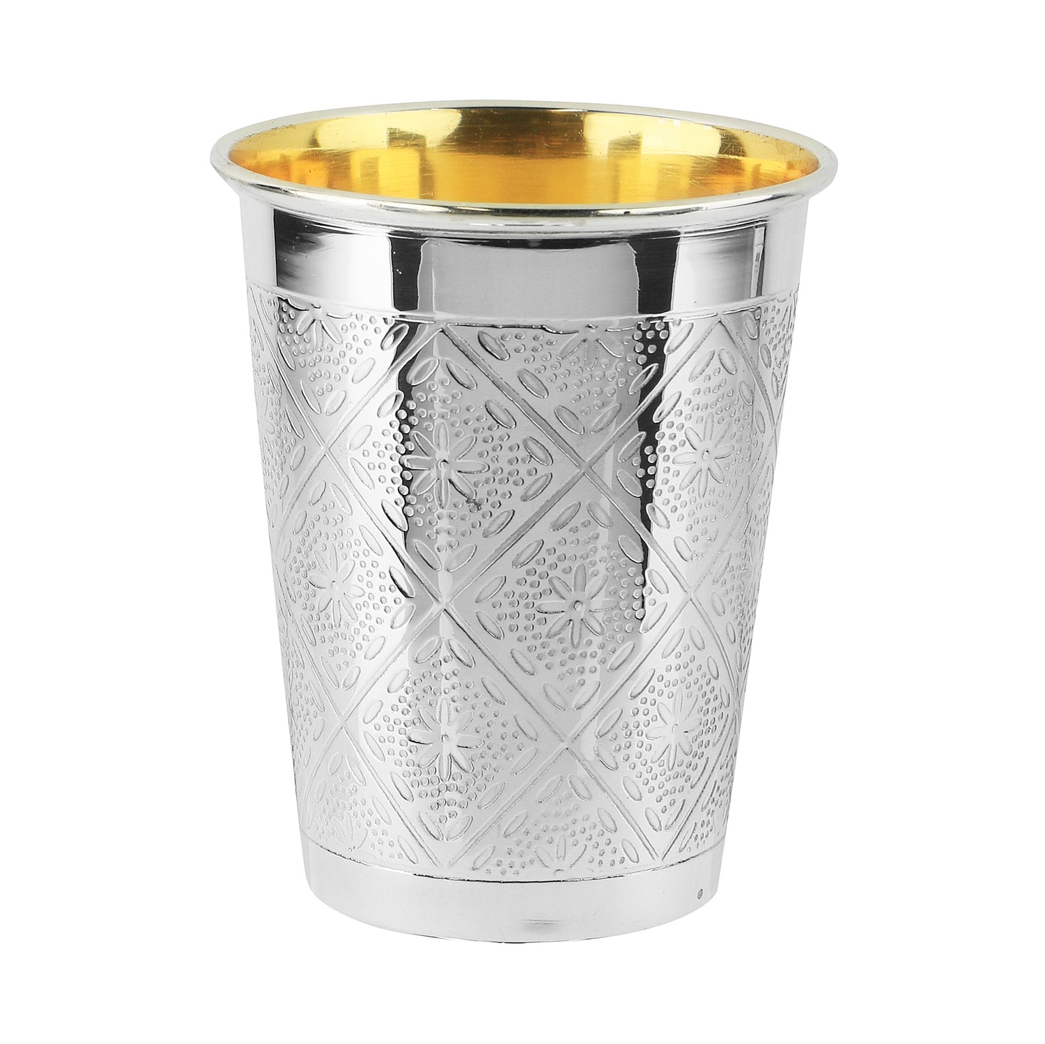 Kiddush Cup Diamond Design 925 Silver Coated 3.5" (5.5 oz 165 ml) - LEHADAR