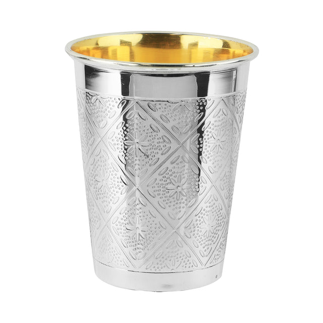 Kiddush Cup Diamond Design 925 Silver Coated 3.5" (5.5 oz 165 ml) - LEHADAR
