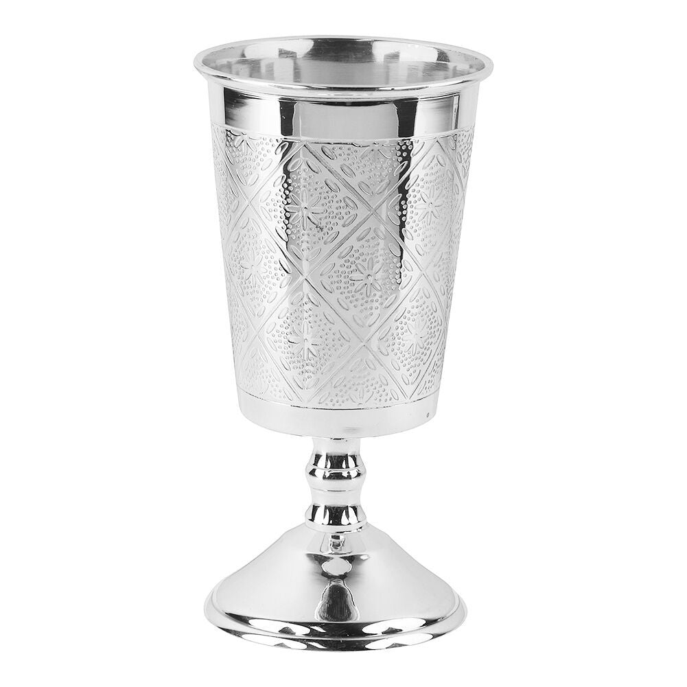 925 SC Kiddush Cup With Leg Diamond Design 5" - LEHADAR
