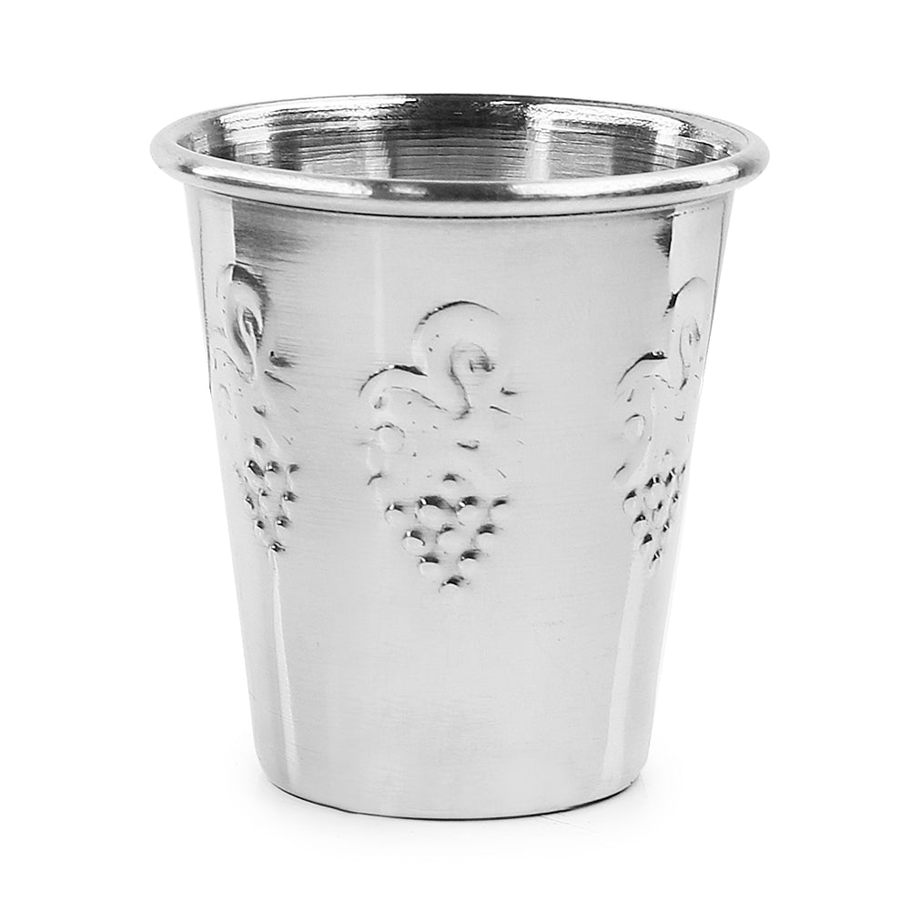 Small Kiddush Cup 3.5 oz. Stainless Steel Grape 2.5" (3.04 oz 90 ml) - LEHADAR