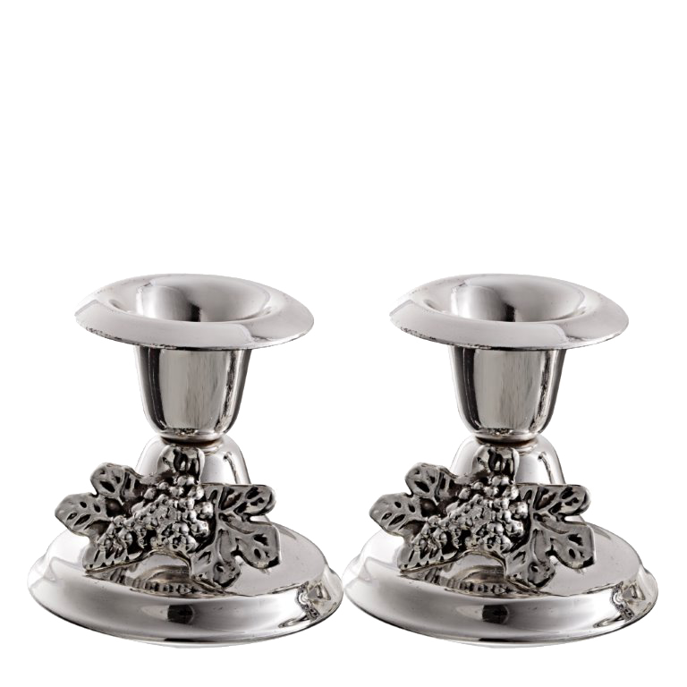Silver Plated Mini Candle Stick Set Grapes 2.5 In - LEHADAR