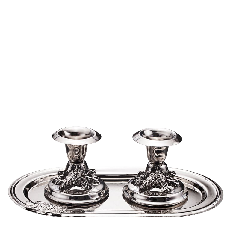 Set Small Candle Stick With Tray - LEHADAR
